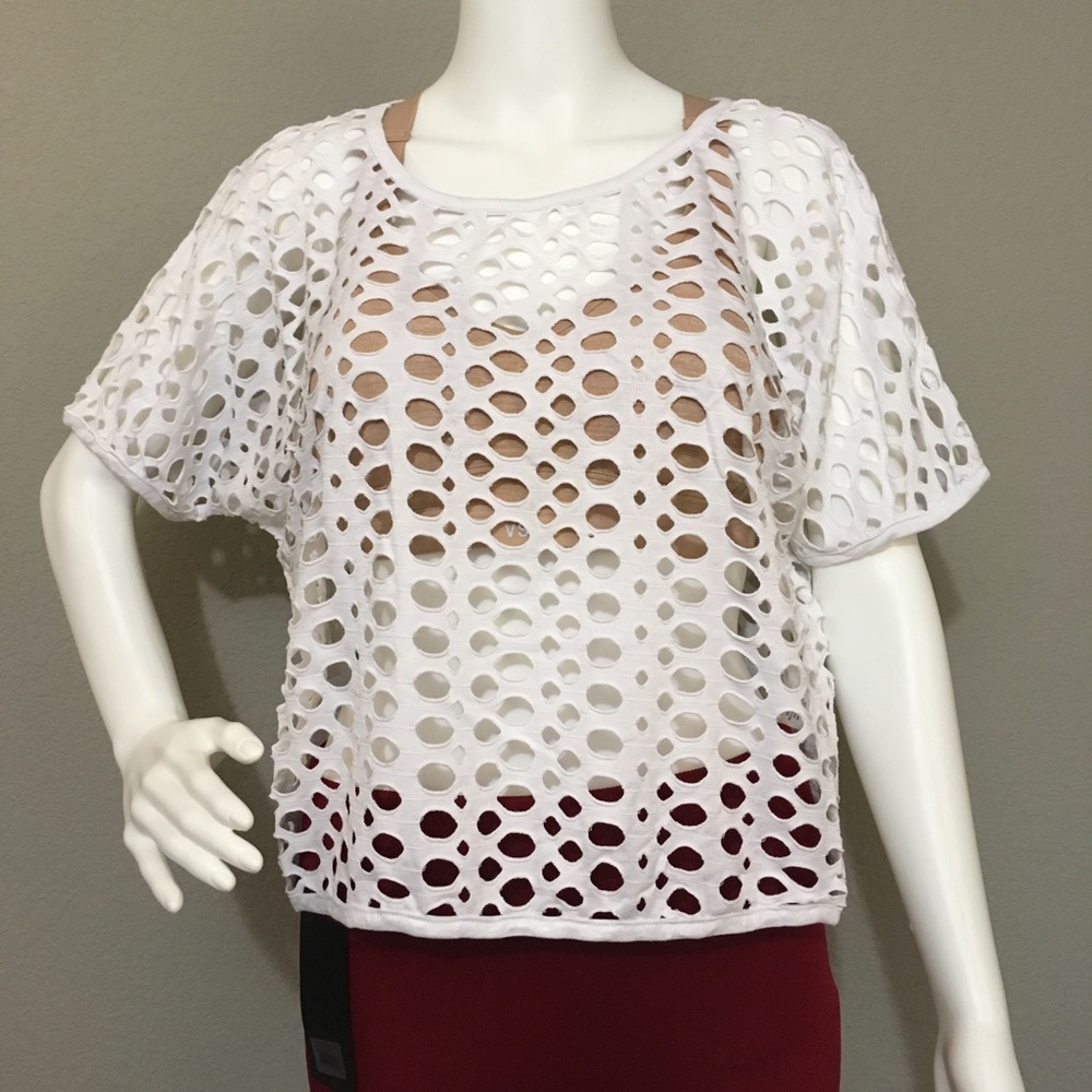 NWT Hole Pattern Crop Top - White (L)